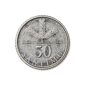 50Â santimu denomination circulation coin of Latvia